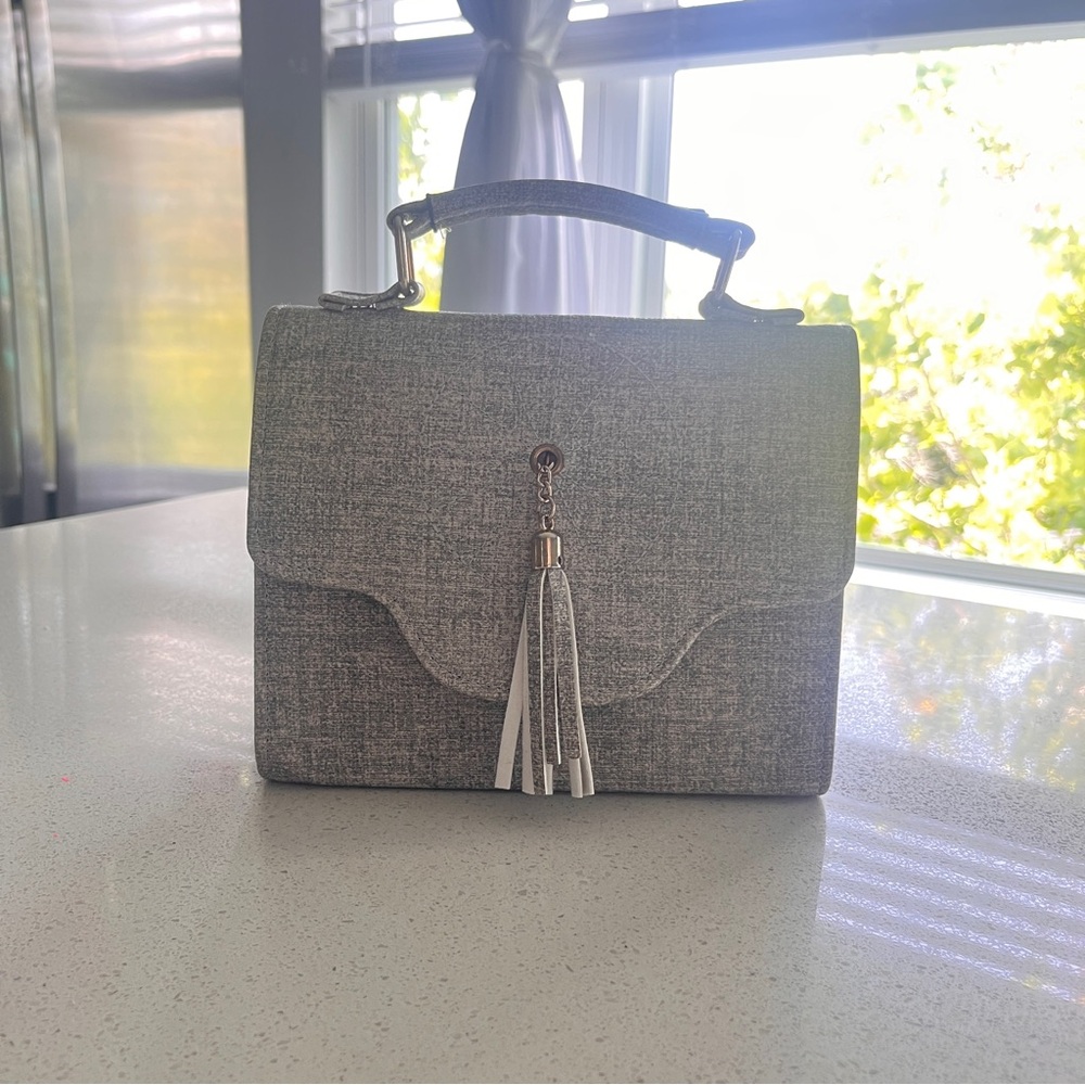 gray top handle satchel crossbody mini purse